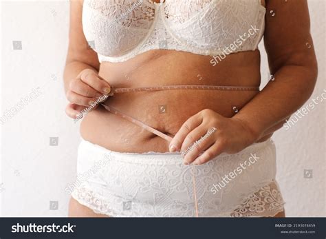 Cropped Photo Naked Overweight Woman Belly Stock Photo