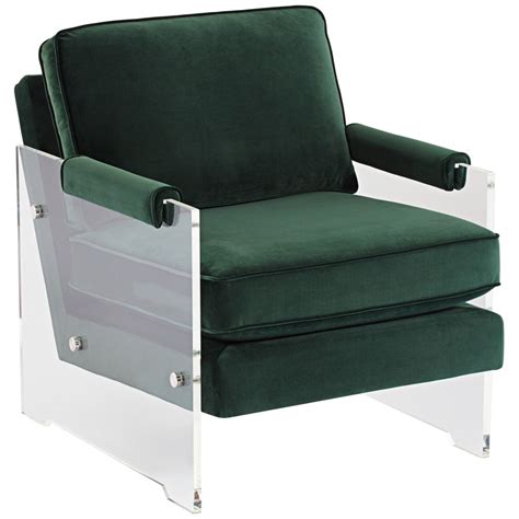 Serena Green Velvet Floating Lucite Accent Chair