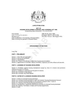 Housing development (control & licencing) act, 1966 this act is mainly to control, giving license for the business of housing development in peninsular malaysia, protection of the interest of purchasers and for matters connected herewith. Housing Development Act Malaysia Pdf Kpkt - Fill Online ...