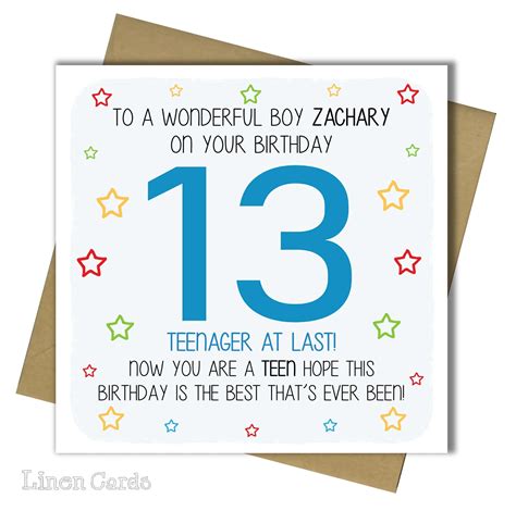 13th Teenager Birthday Card Brother Godson Son Grandson Nephew Etsy