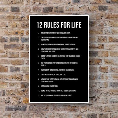 12 Rules For Life Wall Art Quote Life Rules Success Positive