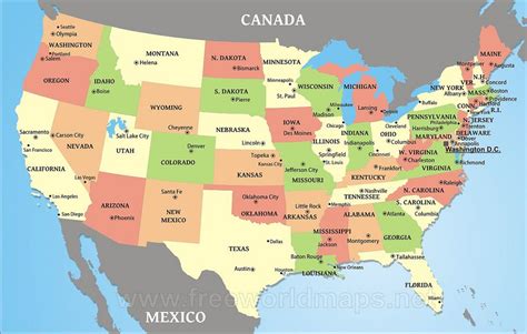 United States Map United States Map States And Capitals North