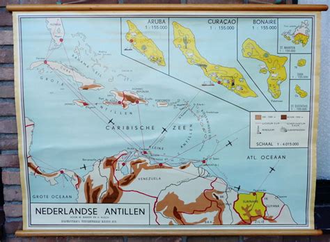 Byzondere En Oude Schoolkaart Van De Nederlandse Antillen Catawiki