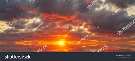 Panorama Fiery Sunrise Sky Stock Photo 1222766500 Shutterstock
