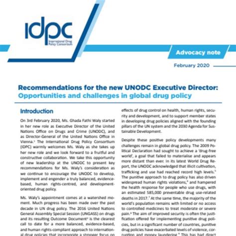 Recommendations For The New Unodc Executive Director Opportunities And