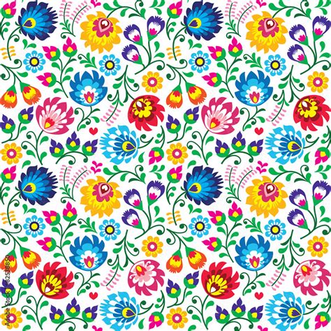 Seamless Polish Folk Art Floral Pattern Stock Vector Adobe Stock