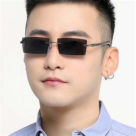 vazrobe polarized sunglasses men rimless sun glasses for man driving fashion tac resin lens anti