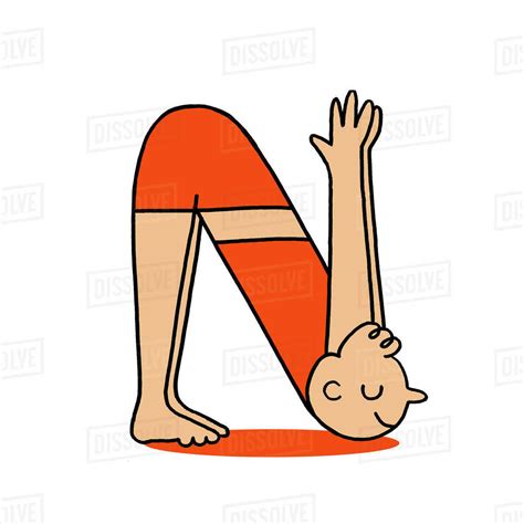 Illustration Of A Man Practicing Yoga Pose In The Letter N Against