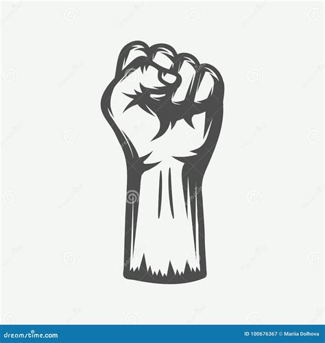 Retro Fist In Vintage Style Graphic Art Stock Vector Illustration Of