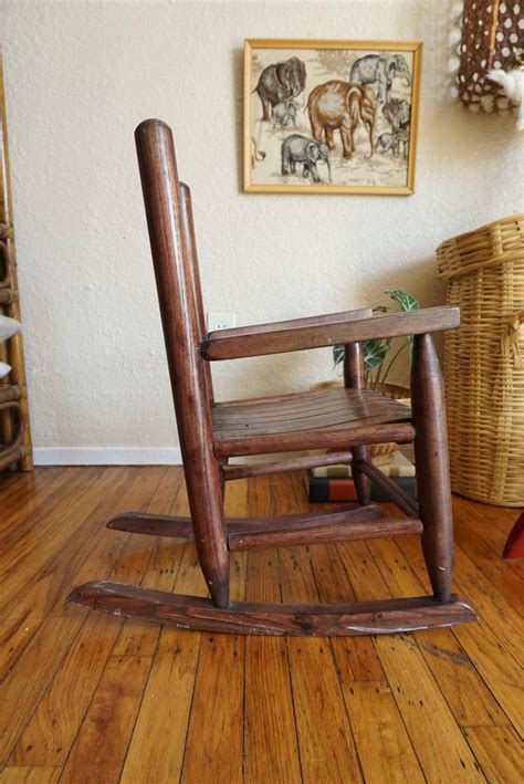 Reserved— Vintage Dark Brown Solid Wood Childrens Rocking Chair