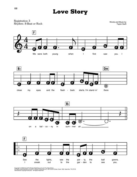 Love Story Sheet Music Taylor Swift E Z Play Today