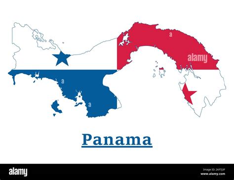 El mapa de Panamá sobre un fondo blanco coloreado con sus colores de