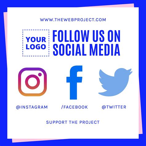 Follow Us On Social Media Editable Banner Social Media Template