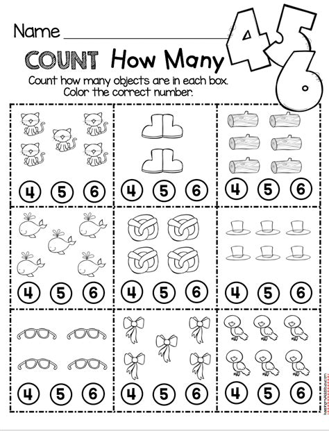 Math Worksheet For Kindergarten Counting
