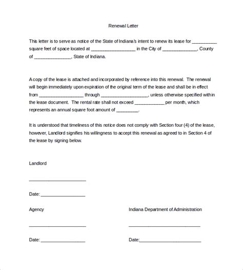 lease renewal letter templates  word