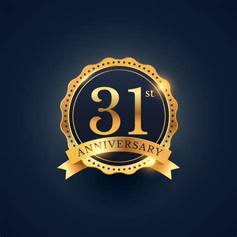 31st Anniversary Celebration Badge Label In Golden Color Download