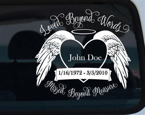 Sticker Customizable Memorial Hearts Vinyl Decal In Loving Memory