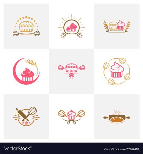 Set Bakery Logo Design Creative Bakery Logo Vector Image