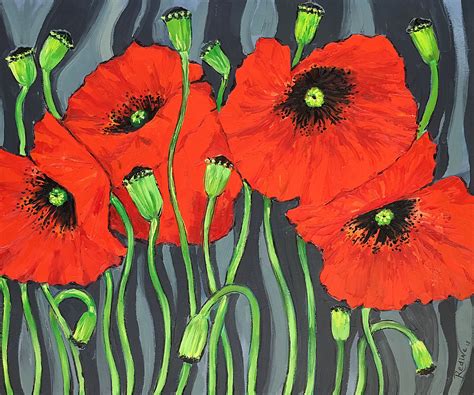 Red Poppy Original Oil Painting On Canvas Poppies Handmade Canvas Art
