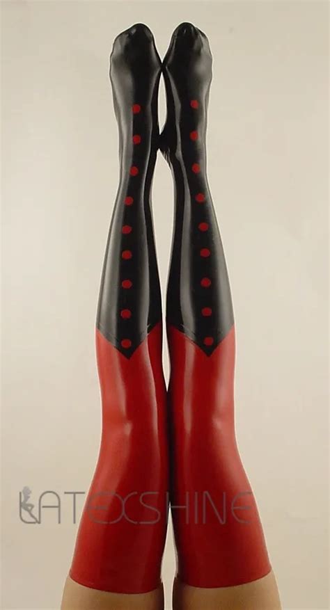 Aliexpress Buy Sexy Women Red Black 100 Natural Latex Stockings