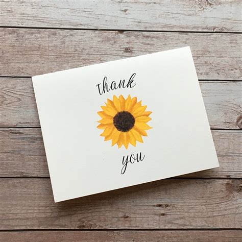 Sunflower Thank You Cards 5 Cards And Envelopes Sunflower Card