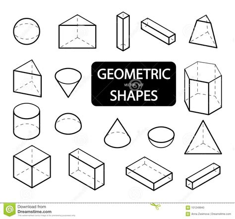 Set Of 3d Geometric Shapes Isometric Views The Science Of Geometry