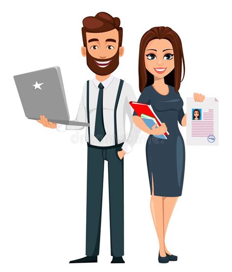 Businessman And Businesswoman Cute Cartoon Characters Man With