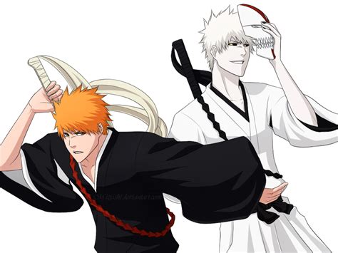 Two Anime Characters One With Orange Hair And The Other White Holding