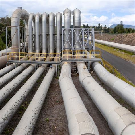Green Energy Geothermal Power Station Pipeline Stock Image Image Of