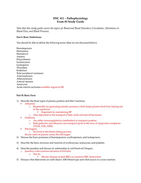 Pathophysiology Exam 3 Study Guide Hsc 411 Pathophysiology Exam 3