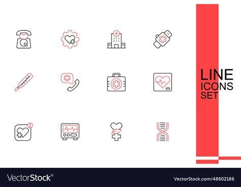 Set Line Dna Symbol Ethnoscience Monitor Vector Image