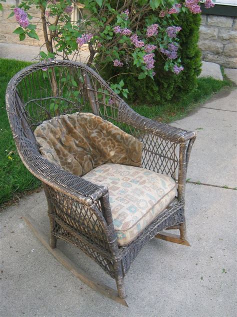 Antique Wicker Rocker Rocking Chair Original Cushions Furniture Pick Up