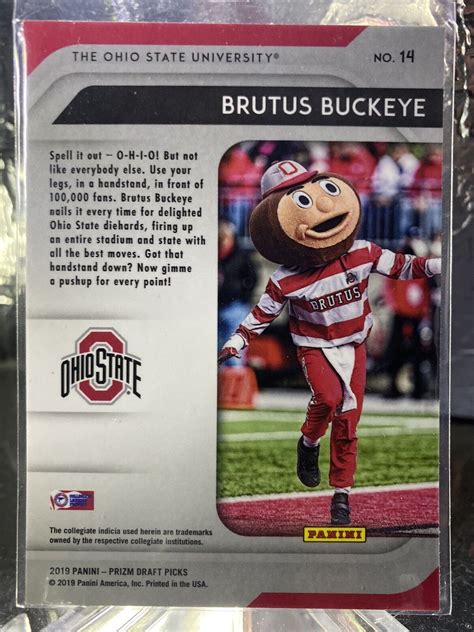 2019 Prizm Draft Picks Mascots Brutus Buckeye Base Card Ohio