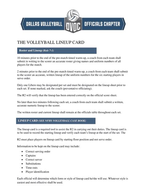 Fillable Online The Volleyball Lineup Card Fax Email Print Pdffiller