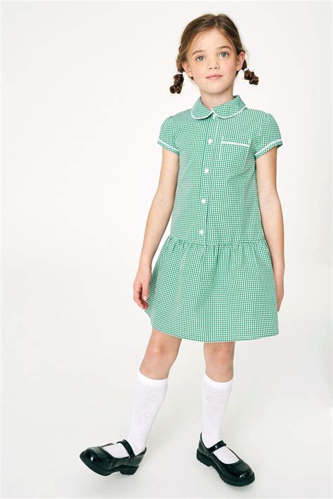 Buy Cotton Rich Drop Waist Gingham School Dress 3 14yrs From The Next