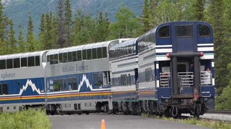 Northbound Alaska Railroad Passenger Train Leaving Denali Station