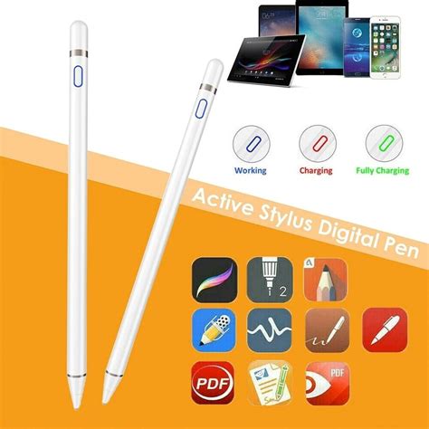 White Stylus Pens Active Smart Digital Pencil Touch Screens Compatible