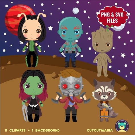 Guardians Of The Galaxy Cliparts Set Cute Guardians Of The Etsy In