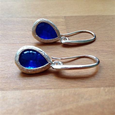 Stunning Silver And Royal Blue Framed Crystal Earrings Etsy Etsy