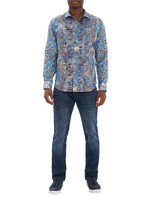 Shop Robert Graham Mystic Dawn Embroidered Classic Fit Silk Long Sleeve