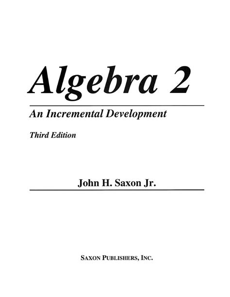 Saxon Algebra 2 Textbook Table Of Contents 1 11 Algebra 2 Will