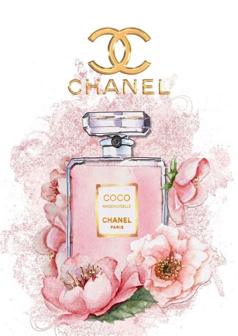 Coco Chanel Mademoiselle Print Watercolour Art Floral Glossy Print