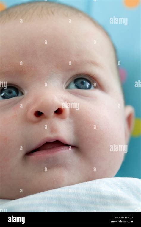 Headshot Of Blue Eyed Baby Boy Cose Up Stock Photo Alamy