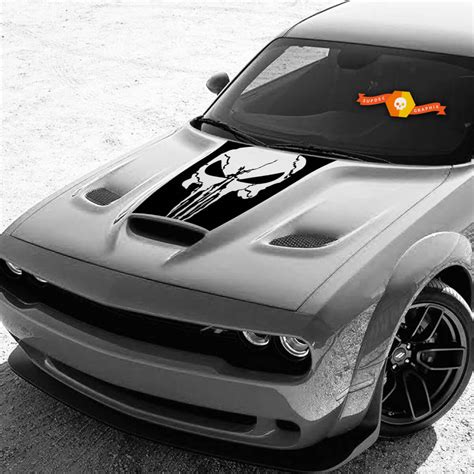 Punisher Skull Flag Fits Challenger Bulge Hood Decal 2015 2019 Wide