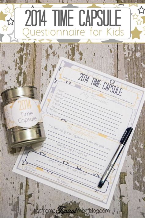 Free New Years Time Capsule Questionnaire For Kids Printable 247 Moms