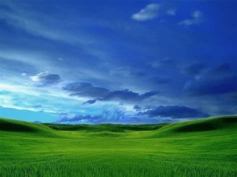 Hd Wallpaper Green Grass Field Hills Trees Landscape Nature Green