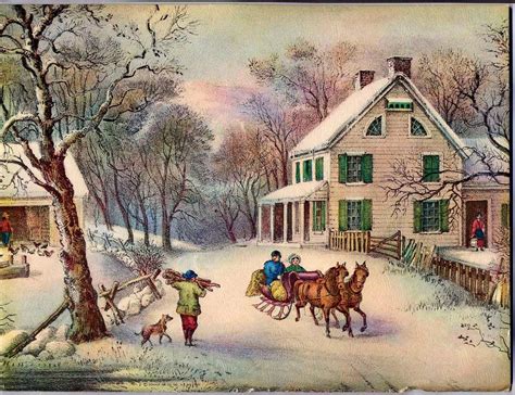 Vintage Winter Snow Scene Textured Litho Print On Cardboard8