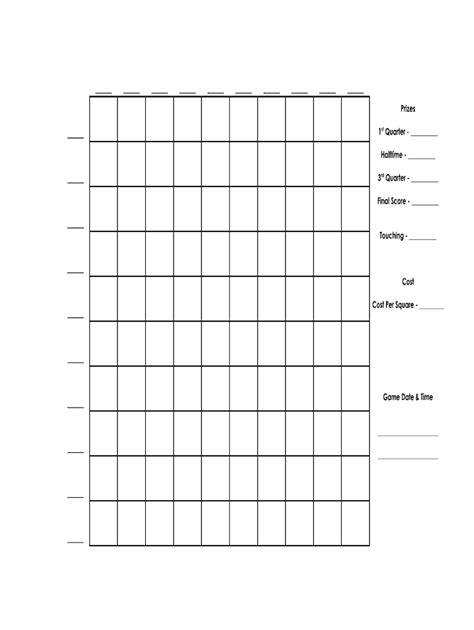 Football Squares Template Excel
