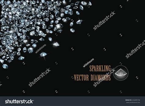 Sparkling Diamonds On Black Background Vector Collection 243405736