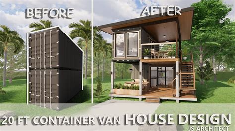 Shipping Container Van To Two Storey House Design Tiny House Youtube